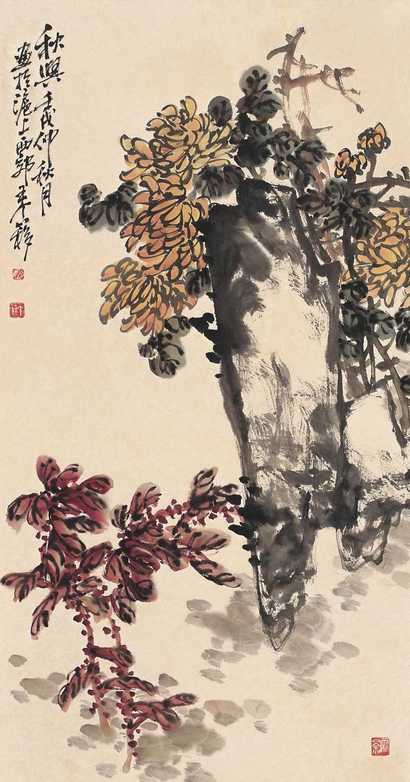 王个簃 花卉 立轴